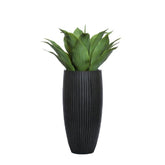 LARGE AGAVE IN BLACK SANDSTONE RIBBED POT - Hedi's Furniture